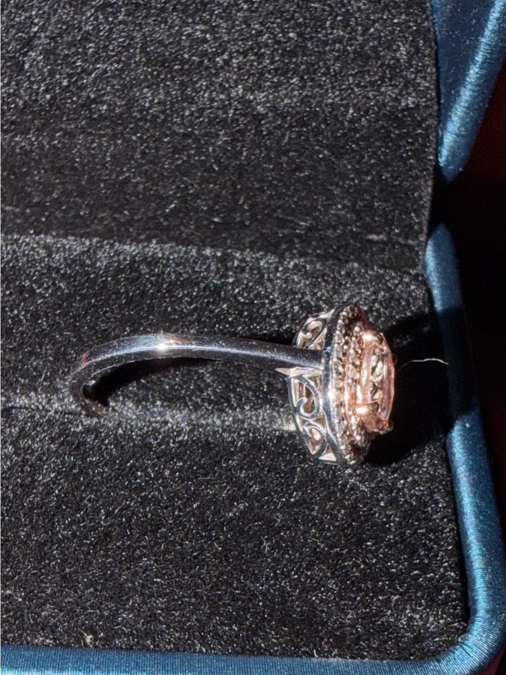Beautiful Natural Morganite and Diamond Halo Ring 10k White Gold - Picture 2 of 8
